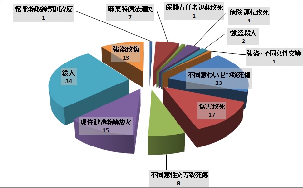 裁判員裁判対象事件罪名別内訳グラフ